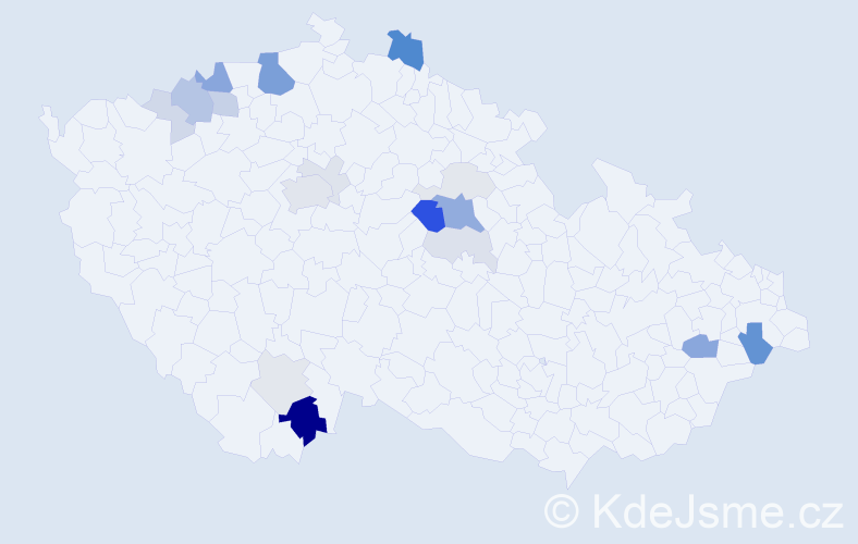 Příjmení: 'Peml', počet výskytů 56 v celé ČR