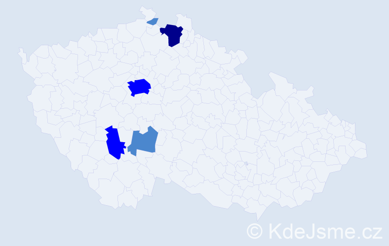 Příjmení: 'Vendégová', počet výskytů 9 v celé ČR