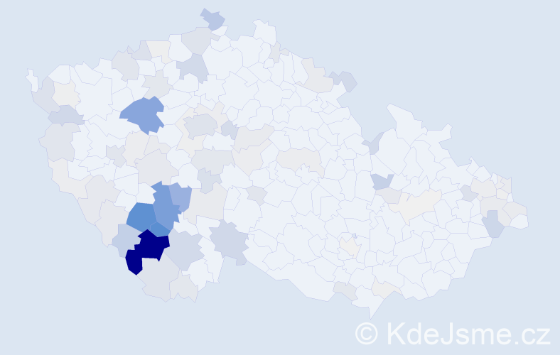 Příjmení: 'Kubičková', počet výskytů 334 v celé ČR