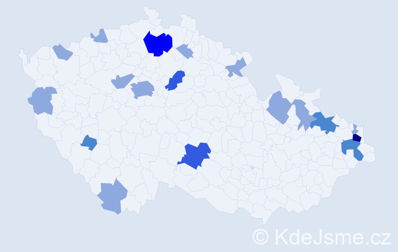 Příjmení: 'Bukovan', počet výskytů 32 v celé ČR