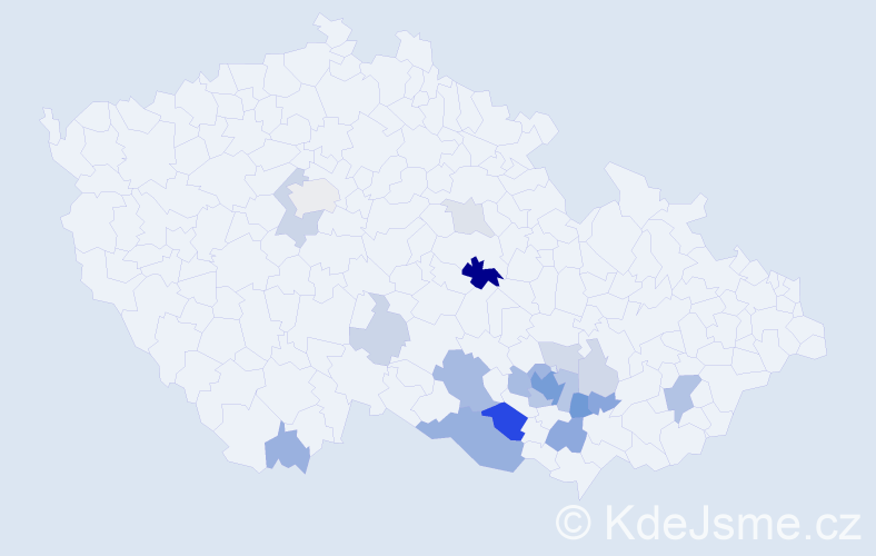 Příjmení: 'Laušová', počet výskytů 58 v celé ČR