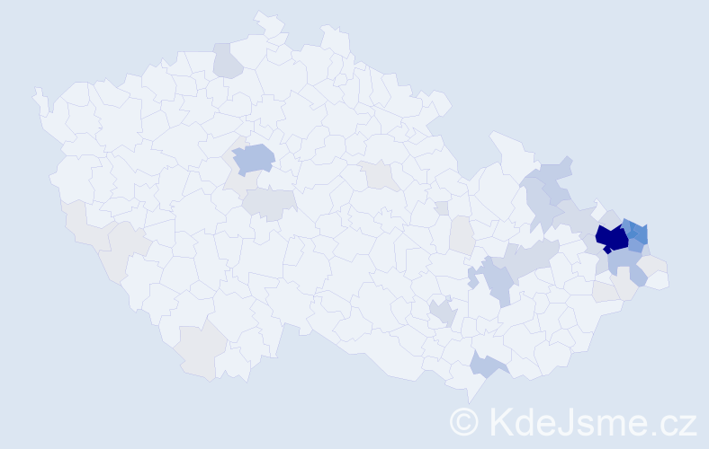 Příjmení: 'Kempný', počet výskytů 205 v celé ČR