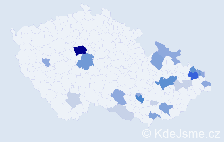 Příjmení: 'Jordan', počet výskytů 79 v celé ČR