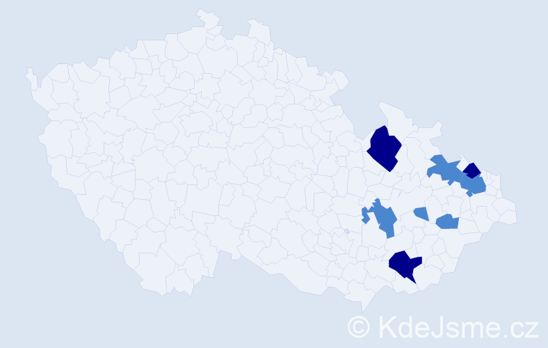 Příjmení: 'Vrábl', počet výskytů 14 v celé ČR