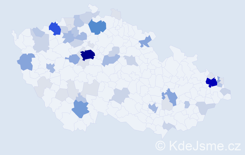 Příjmení: 'Marcin', počet výskytů 186 v celé ČR