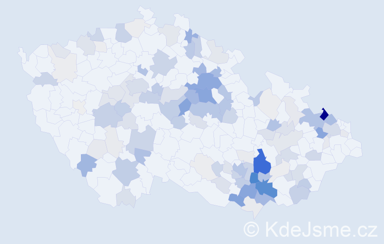 Příjmení: 'Kramář', počet výskytů 447 v celé ČR