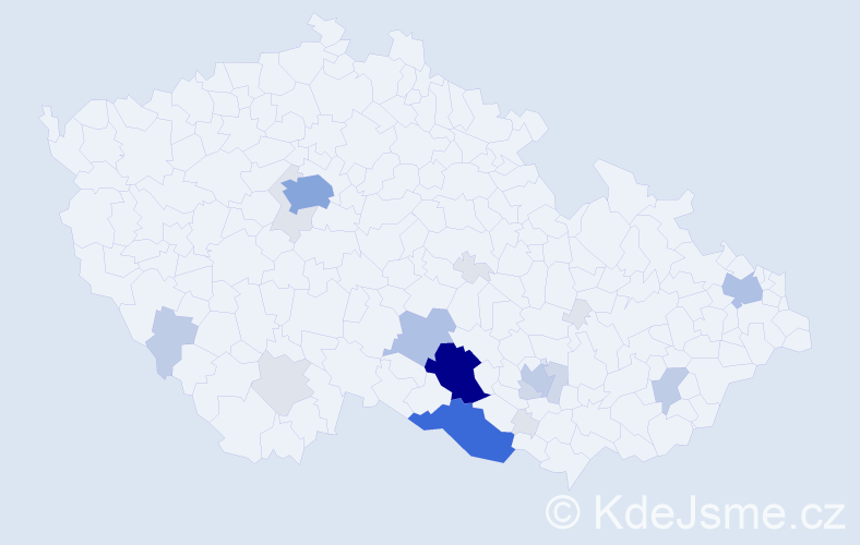 Příjmení: 'Treterová', počet výskytů 78 v celé ČR