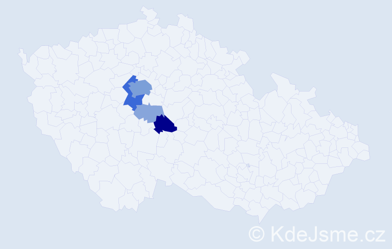 Příjmení: 'Deré', počet výskytů 22 v celé ČR