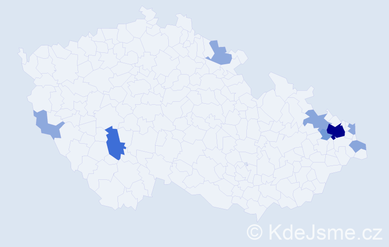 Příjmení: 'Čišecká', počet výskytů 24 v celé ČR