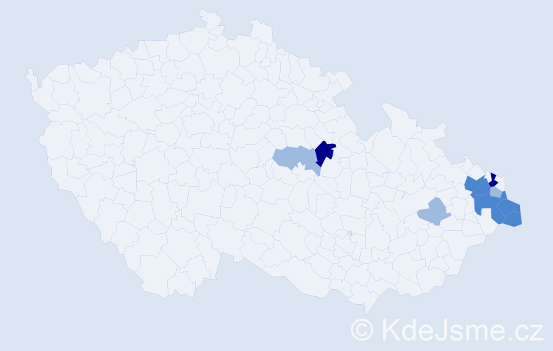 Příjmení: 'Klusek', počet výskytů 22 v celé ČR