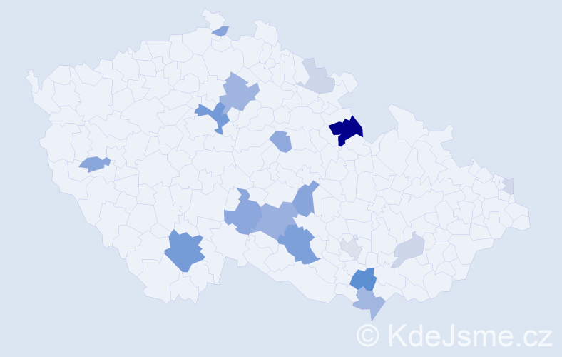 Příjmení: 'Lopatářová', počet výskytů 46 v celé ČR