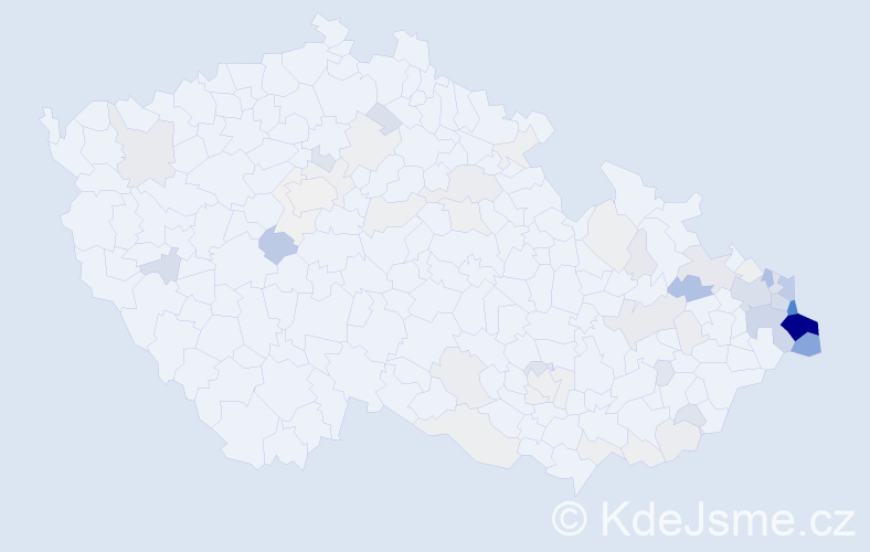 Příjmení: 'Wojnarová', počet výskytů 366 v celé ČR