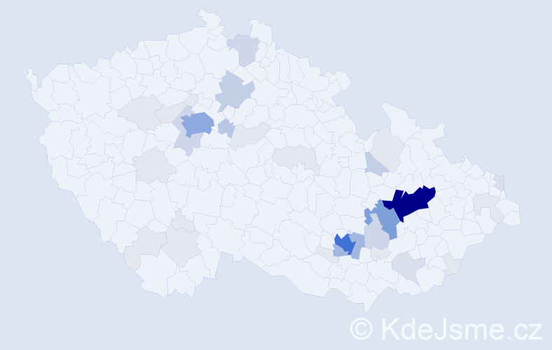 Příjmení: 'Okleštěk', počet výskytů 135 v celé ČR