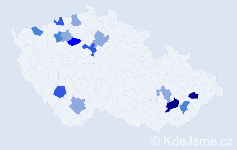 Příjmení: 'Ešlerová', počet výskytů 34 v celé ČR