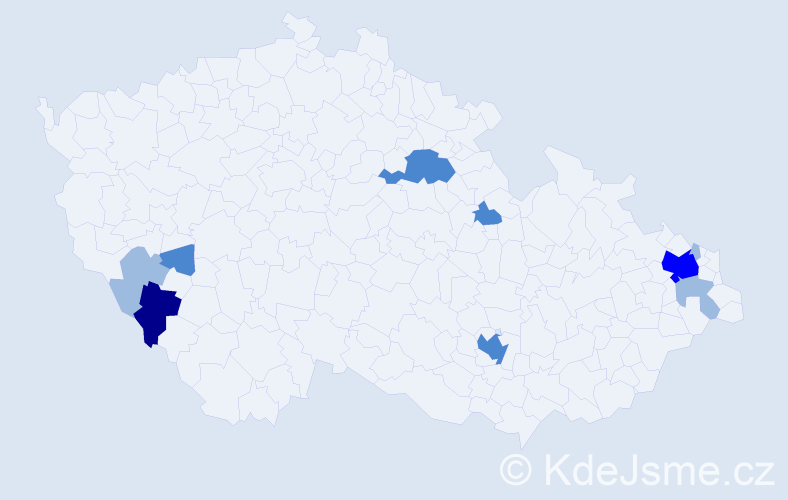 Příjmení: 'Časková', počet výskytů 18 v celé ČR