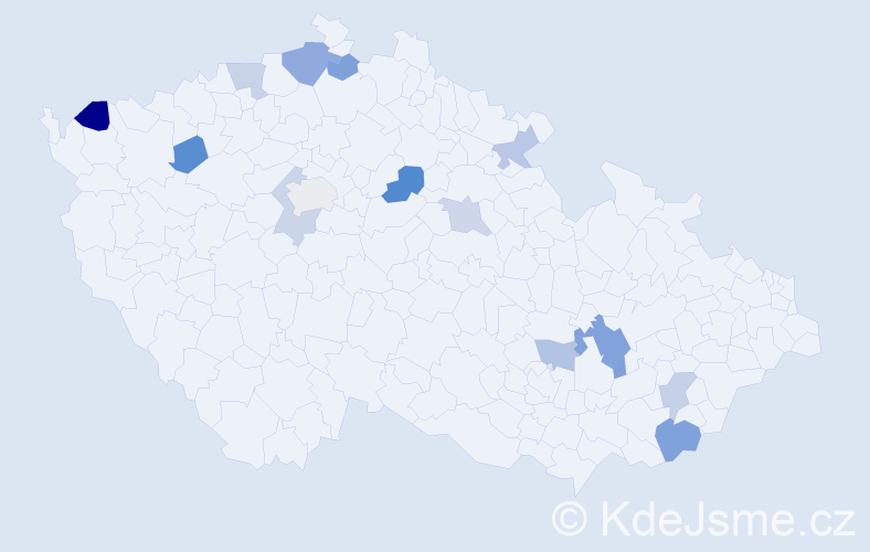 Příjmení: 'Bahnová', počet výskytů 20 v celé ČR