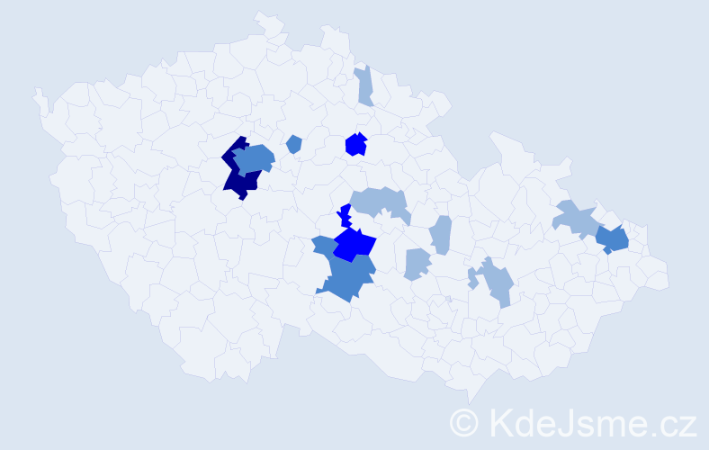 Příjmení: 'Prajslerová', počet výskytů 26 v celé ČR