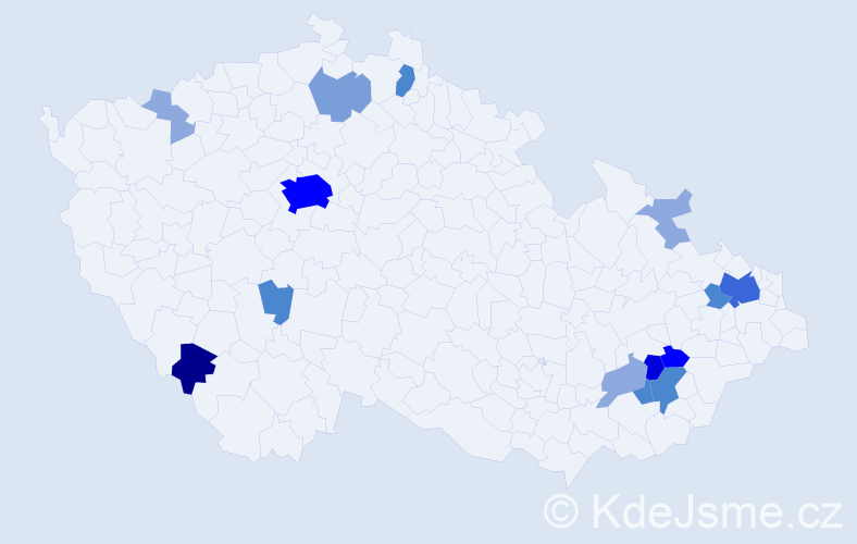 Příjmení: 'Vrajíková', počet výskytů 47 v celé ČR