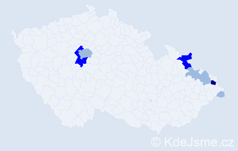 Příjmení: 'Tkaczyk', počet výskytů 15 v celé ČR