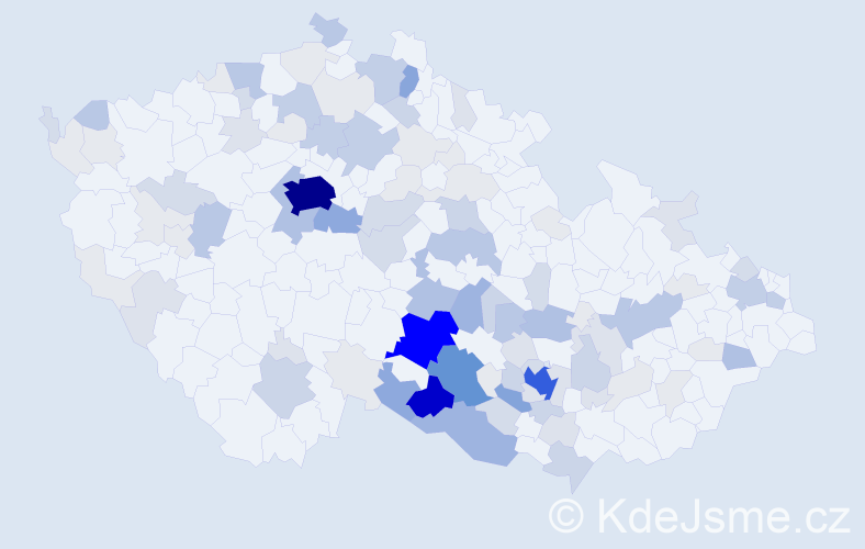 Příjmení: 'Kabelka', počet výskytů 461 v celé ČR