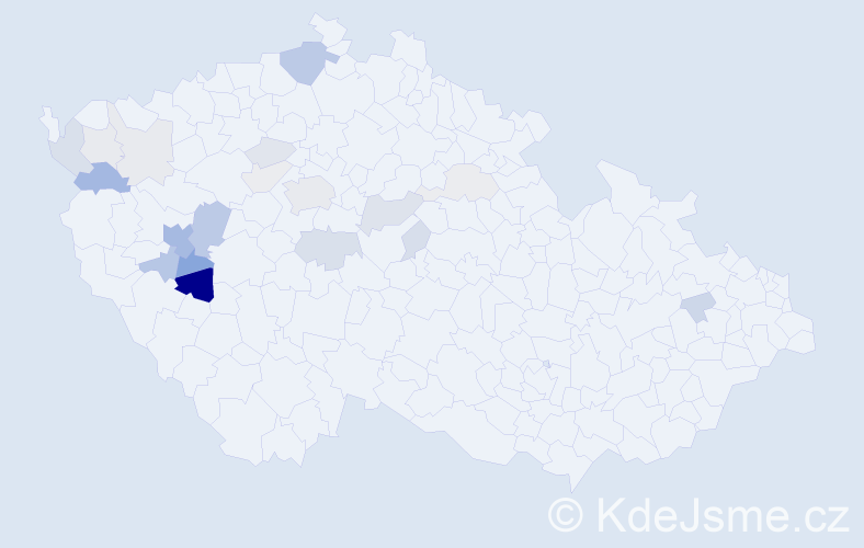 Příjmení: 'Čubr', počet výskytů 62 v celé ČR