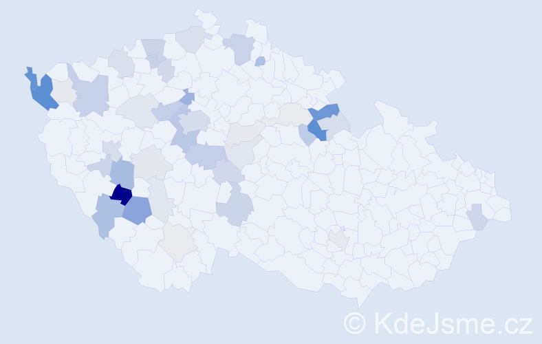 Příjmení: 'Kába', počet výskytů 126 v celé ČR