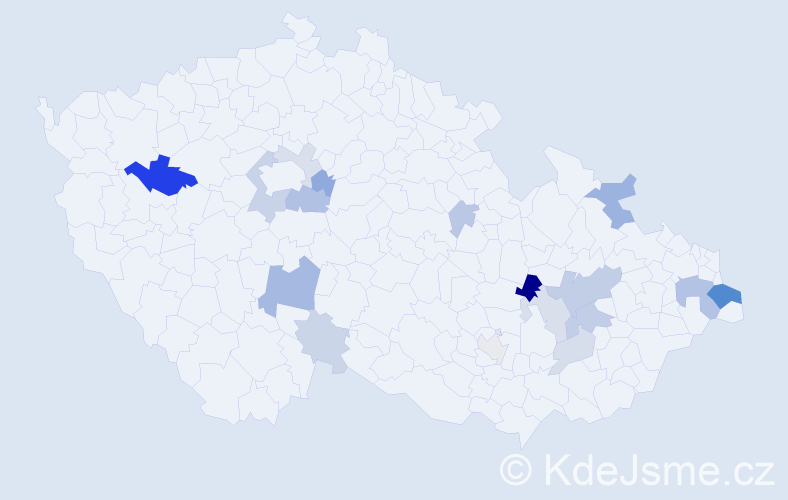 Příjmení: 'Čepec', počet výskytů 38 v celé ČR