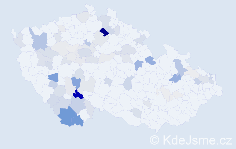 Příjmení: 'Tomka', počet výskytů 214 v celé ČR
