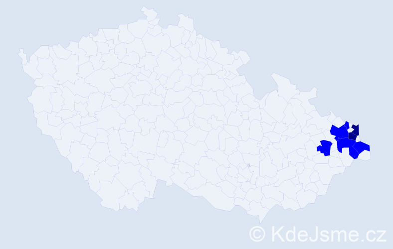 Příjmení: 'Wojtynová', počet výskytů 9 v celé ČR