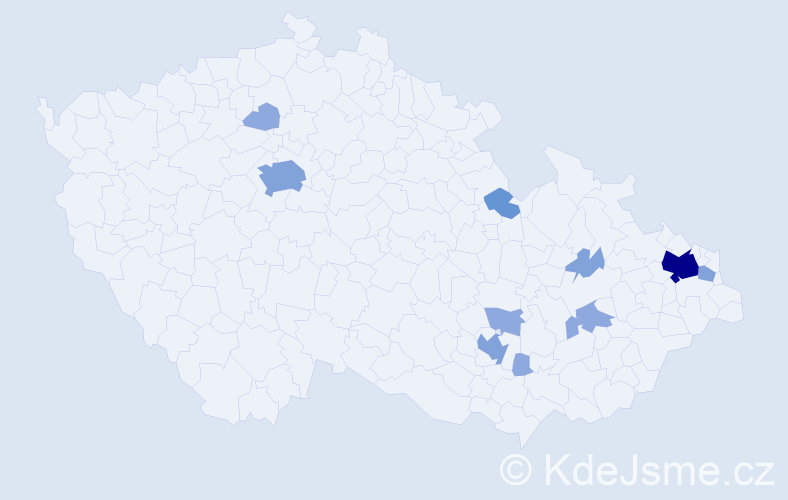 Příjmení: 'Cvilink', počet výskytů 23 v celé ČR