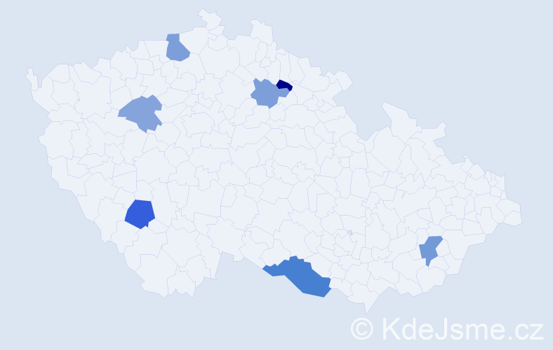 Příjmení: 'Burdel', počet výskytů 12 v celé ČR