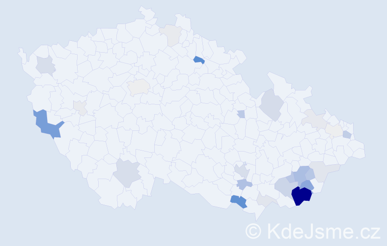 Příjmení: 'Dolina', počet výskytů 82 v celé ČR