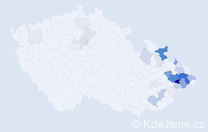 Příjmení: 'Vašendová', počet výskytů 141 v celé ČR