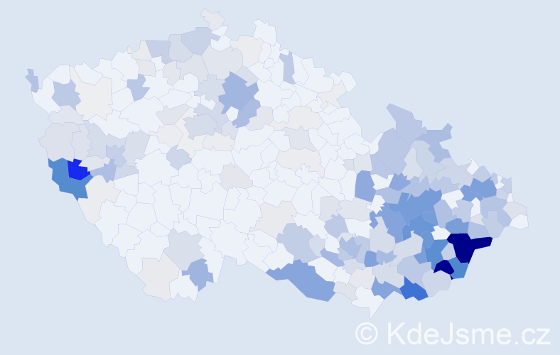 Příjmení: 'Hrbáček', počet výskytů 970 v celé ČR