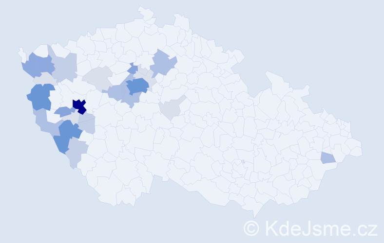 Příjmení: 'Klesa', počet výskytů 93 v celé ČR