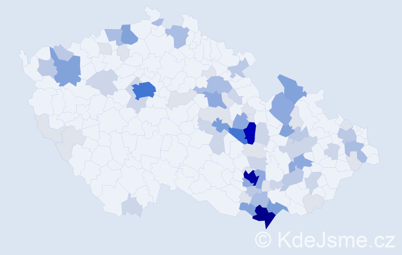 Příjmení: 'Cupalová', počet výskytů 274 v celé ČR