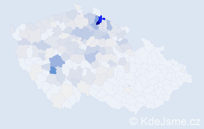 Příjmení: 'Šourek', počet výskytů 644 v celé ČR