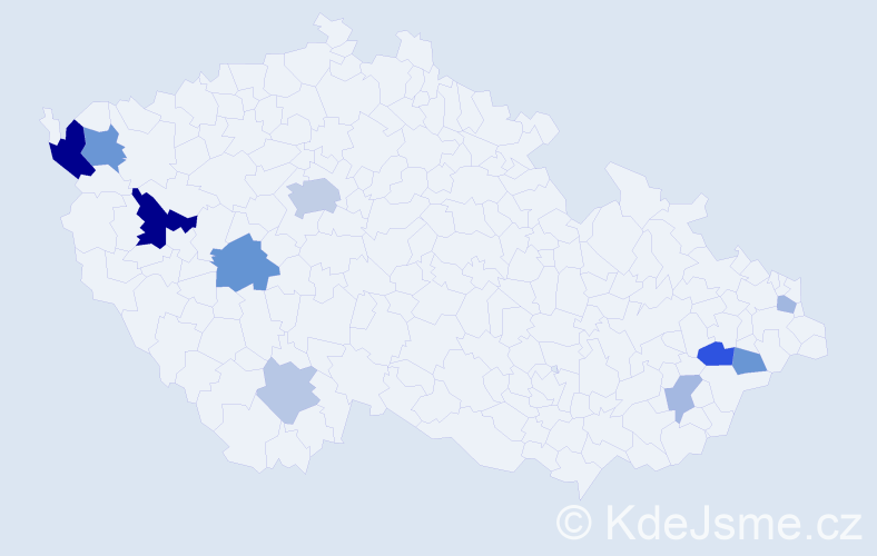 Příjmení: 'Čmok', počet výskytů 23 v celé ČR