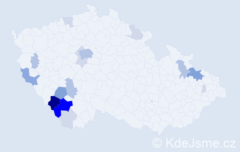 Příjmení: 'Kopf', počet výskytů 52 v celé ČR