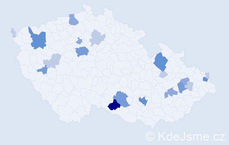 Příjmení: 'Kariková', počet výskytů 53 v celé ČR