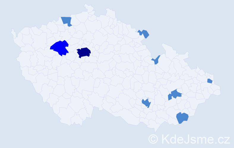Příjmení: 'Todorovič', počet výskytů 12 v celé ČR