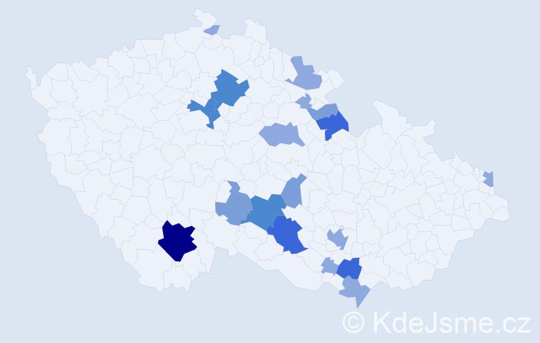 Příjmení: 'Lopatářová', počet výskytů 43 v celé ČR