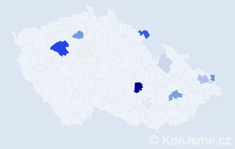 Příjmení: 'Konček', počet výskytů 33 v celé ČR
