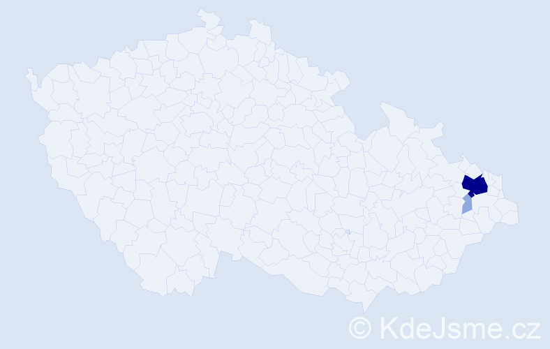 Příjmení: 'Kyčmerová', počet výskytů 7 v celé ČR