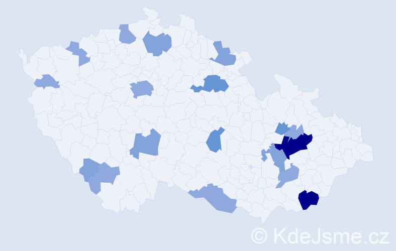 Příjmení: 'Revayová', počet výskytů 43 v celé ČR