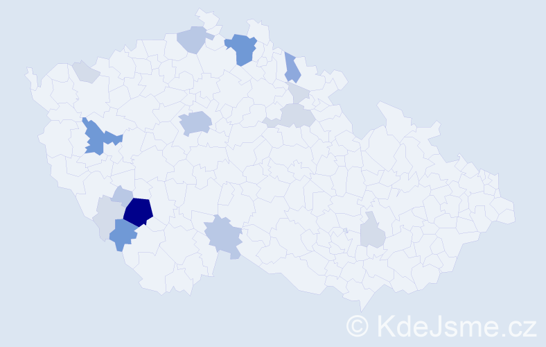 Příjmení: 'Česánek', počet výskytů 52 v celé ČR
