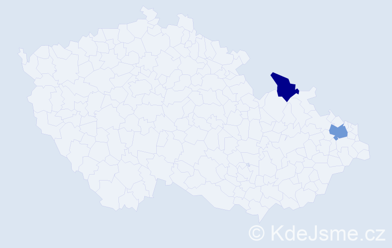 Příjmení: 'Kussior', počet výskytů 8 v celé ČR