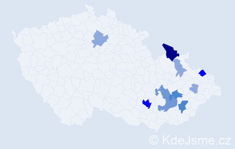 Příjmení: 'Zámoravec', počet výskytů 29 v celé ČR