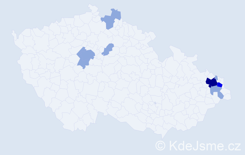 Příjmení: 'Gajdáčková', počet výskytů 18 v celé ČR