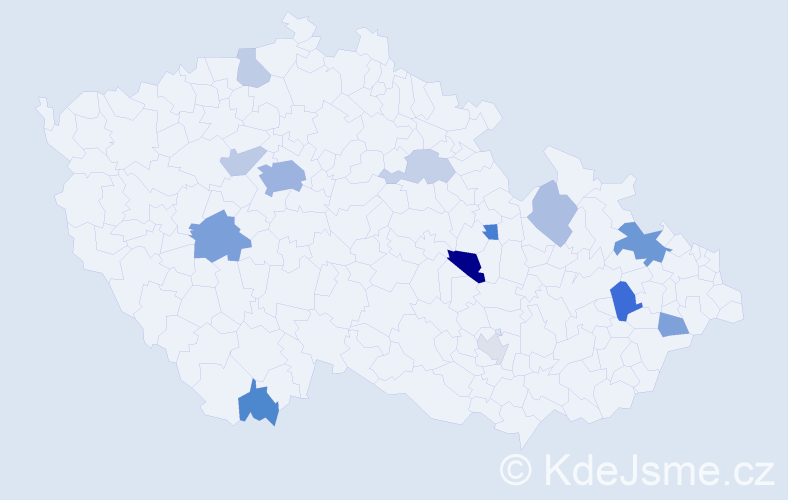 Příjmení: 'Pazlar', počet výskytů 29 v celé ČR